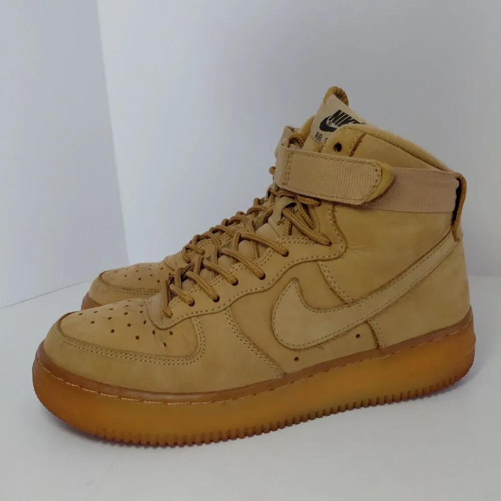 Nike Air Force 1 High LV8 'Flax’ Wheat 807617-200 Gs Big Kids 6Y Womens 7.5